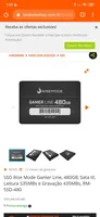 SSD Rise Mode Gamer Line, 480GB, Sata III, Leitura 535MBs e Gravação 435MBs, RM-SSD-480