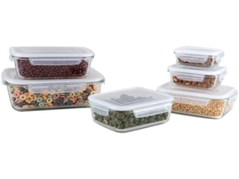 (C. Ouro) - kit Jogo de Potes de Vidro Hermético Nell com Tampa Retangular 6 Peças