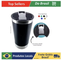 [R$10,18 MOEDAS] Copo Térmico 473ml Beba Gelado ou quente com Tampa e Abridor