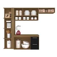 Armário De Cozinha Galicia 4 Pçs 3 Portas Bore/pret - Móveis Arapongas