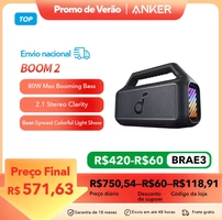 [R$460 Moedas/APP] Anker Soundcore Boom 2 Speaker Alto falante 80W, Caixa de som Bluetooth 