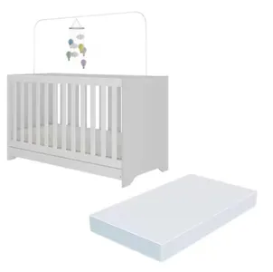 Berço 3 em 1 vira cama com Colchão Incluso Elza Multimóveis MP4305 - Branco