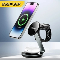 [Com Taxa] Suporte 3 em 1 Magnético 15W Essager p/ iPhone, Watch e AirPods