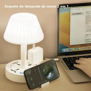[DoBrasil/Moedas Mastercard R$22] Abajour para lâmpada de mesa com filtro de linha + tomada interruptor + USBC/A + Suporte Smartphone
