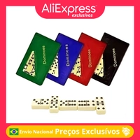 [Produto no Brasil] Dominó Bones Jogo 28 Peças Estojo Armazenamento Clássico Diversão Família Amigos Estratégia Compacto Prático Mesa Recreação 