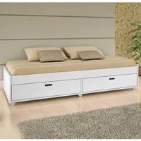 Cama Puff com 2 Gavetas Branca Conquista Móveis  | R$261