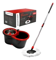 Mop Giratório com Centrífuga Inox Vermelho/Cinza