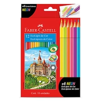 Lápis de Cor EcoLápis 12 Cores + 6 Neon, Faber-Castell