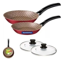 Conjunto de Frigideiras com Tampa 16 e 20 cm Vermelho