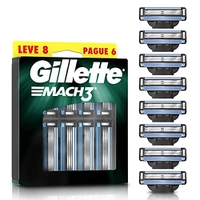(APP) Gillette Mach3 - Carga para Aparelho de Barbear, Leve 8 Pague 6 (o pacote pode variar)