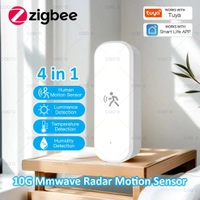 Sensor mmWave Zigbee 4 em 1  movimento/umidade/temp/luz Tuya 10g 