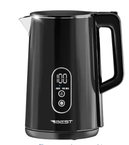 BEST Chaleira Elétrica Digital 2L, Preto, Aço Inoxidável, 1500W, Display Digital com 3 Modos, Função Manter Aquecido, 220V