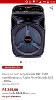 Caixa de Som Amplificada TRC 5510 com Bluetooth, Rádio FM e Entrada USB - 100W | R$249