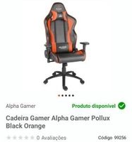 Cadeira Gamer Alpha Gamer Pollux Black Orange - R$512
