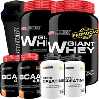 Kit 2x Whey Protein + 2x Bcaa + 2x Creatina + Coqueteleira