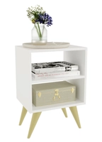 Mesa de Cabeceira Retro Decoração Palma - Branca