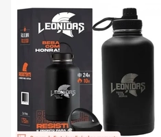 Garrafa Térmica Leonidas, 1.750ml, 24h Frio e 10h Quente, Metal, Preto