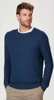 Blusão Tricô Masculino Com Efeito Lavanderia - Azul