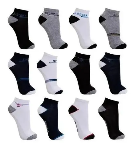 Kit 12 Pares Meia Premium Cano Curto 38-44