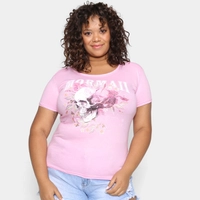 Camiseta Mormaii Skull and Flowers Plus Size Feminina