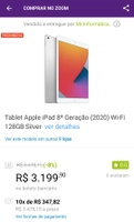 Apple iPad 8ª Geração 128GB WiFi - Boleto | R$3.199
