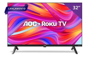 Smart TV 32 HD AOC Sistema Roku com HDMI, USB e Wi-Fi