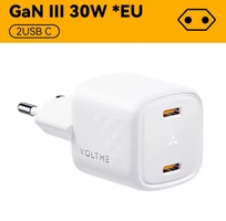 (R$ 30,85 com moedas) Carregador Volme gan 30w 2 USB C PD carregamento rápido