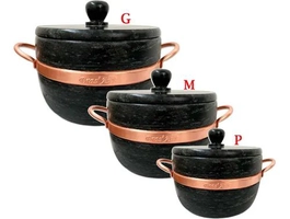 Kit 3 Panelas de Pedra Sabão Cinza 3L a 1,5L