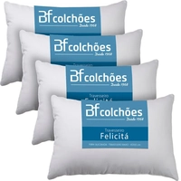 Kit 4 Travesseiros Fibra Siliconada Antialérgico 45x65cm BF Colchões - Branco