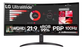 Monitor LG Ultrawide Curvo Tela 34 WQHD HDR10 34WR50QC-B - 100Hz, VA, PBP, FreeSync, sRGB 99%