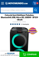 Caixa amplificada 1000W Pulsebox SP359 Multilaser | R$899