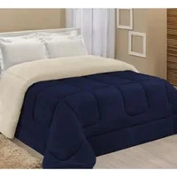 Edredom Sherpa Coberdrom E Cobertor Casal Queen Grosso Cores Cor Marinho Desenho do tecido Lisa