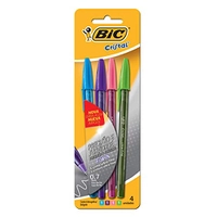 Caneta Esferográfica BIC Cristal Fashion Precisão e Suavidade, 4 Cores, Ponta Ultra Fina, 0.7mm, 902482, 1 unidade