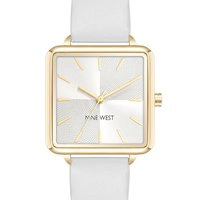 Relógio feminino Nine West, couro sintético, branco