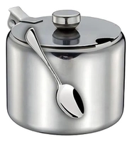 Açucareiro Aço Inox Com Colher Em Casa Tem 8x6cm