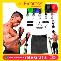 [Moedas R$14,65] Kit 11 Elasticos Extensores Treino Funcional Academia Em Casa Ginastica Musculação