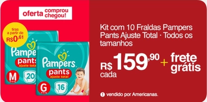Leve 10 Fraldas Pampers Pants Ajuste Total 