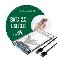 Case HD Externo 2,5 USB 3.0 Transparente SATA