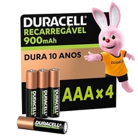 Duracell Pilha AAA Recarregável 900mAh c/ 4 un.