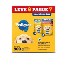 SOMENTE APP (10UN PACK + ENTREGA REC. + CUPOM) [UNIDADE SAI: 1,36 ] Ração Úmida Sachê Carne e Frango Gatos Adultos LV9 PG7.