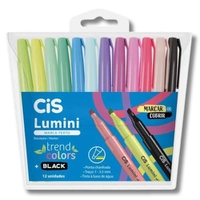 Marca-texto Lumini com 12 cores pastéis
