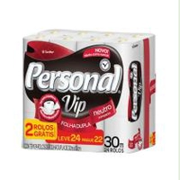 Papel Higiênico PERSONAL Vip Folha Dupla Leve 24 Pague 22 Unidades 30 Metros Pacote por R$ 15