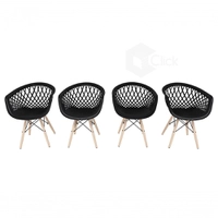 Jogo De 4 Cadeira Preta Web Para Sala De Estar Apoio Braços