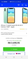 IPhone 11 64gb Verde | R$ 3690