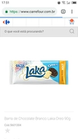 Barra de chocolate laka oreo 90g por R$ 3