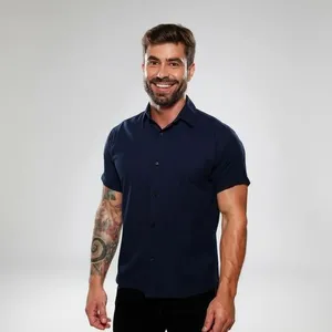 Camisa Social Manga Slim Algodão 100%