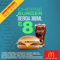 Cheeseburger + Bebida 300ml no McDonald's - R$8