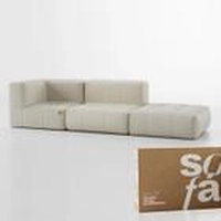 Sofá na Caixa Modular 2 Lugares em Boucle - 1 Braço com Chaise