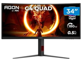 [ COM CASHBACK R$ 1.475 ] Monitor Gamer Curvo AOC Gaming U34G4C 34" WQHD 180Hz 0,5ms HDMI DisplayPort FreeSync U34G4C/57 - Bivolt