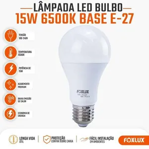 [Leve 5X] Lâmpada LED 15W Foxlux Branco Frio Bivolt